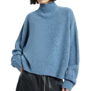 Allsaints A Star Funnel Neck Sweater in Storm Cloud Blue